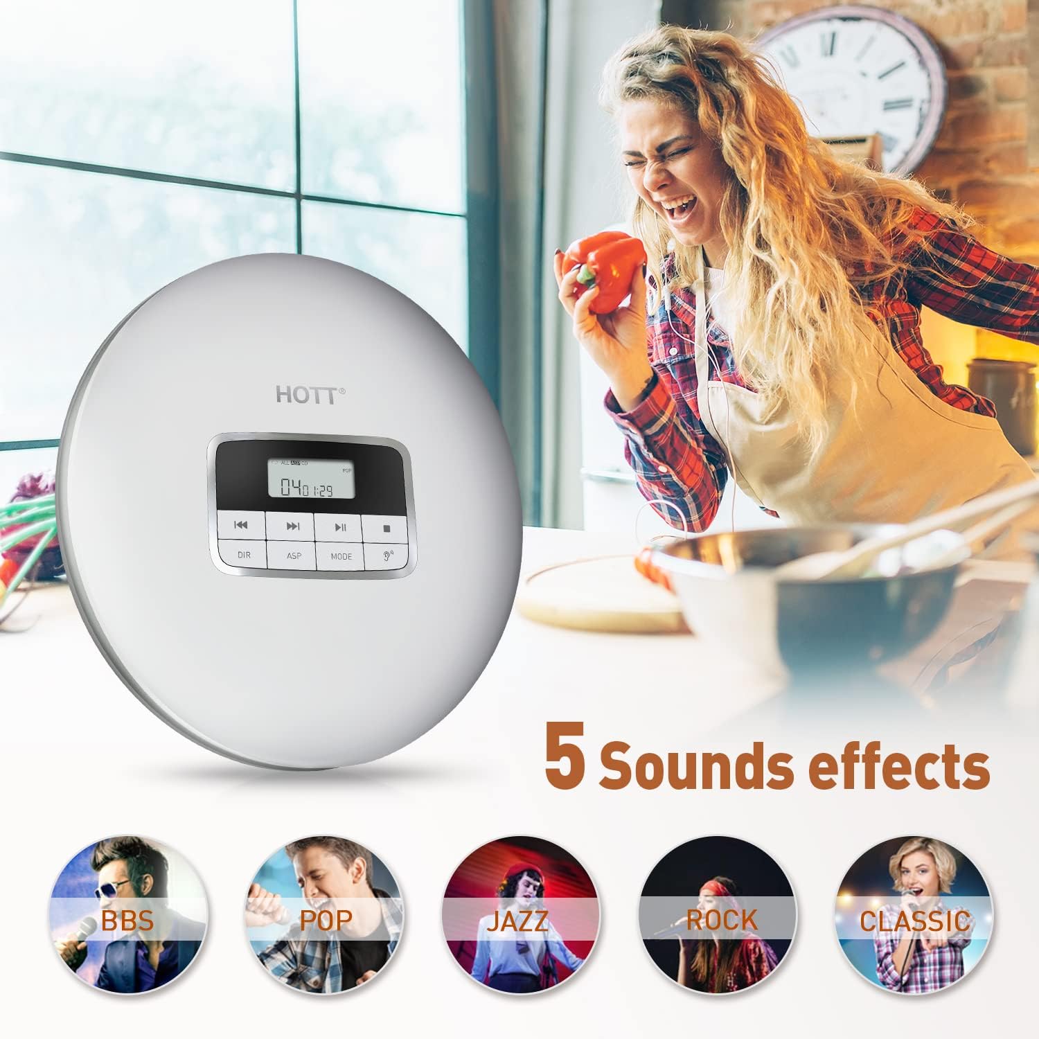 Portable CD Player with Anti-Skip Protection and Headphones D484549