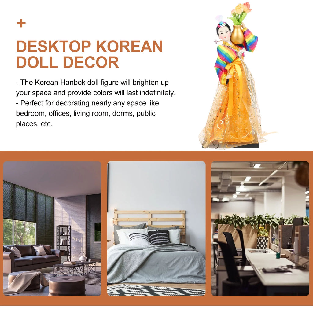 Doll Hanbok Korean Geisha Figure Figurine Traditional Asian Collectible Kimono Antique Dress V55387