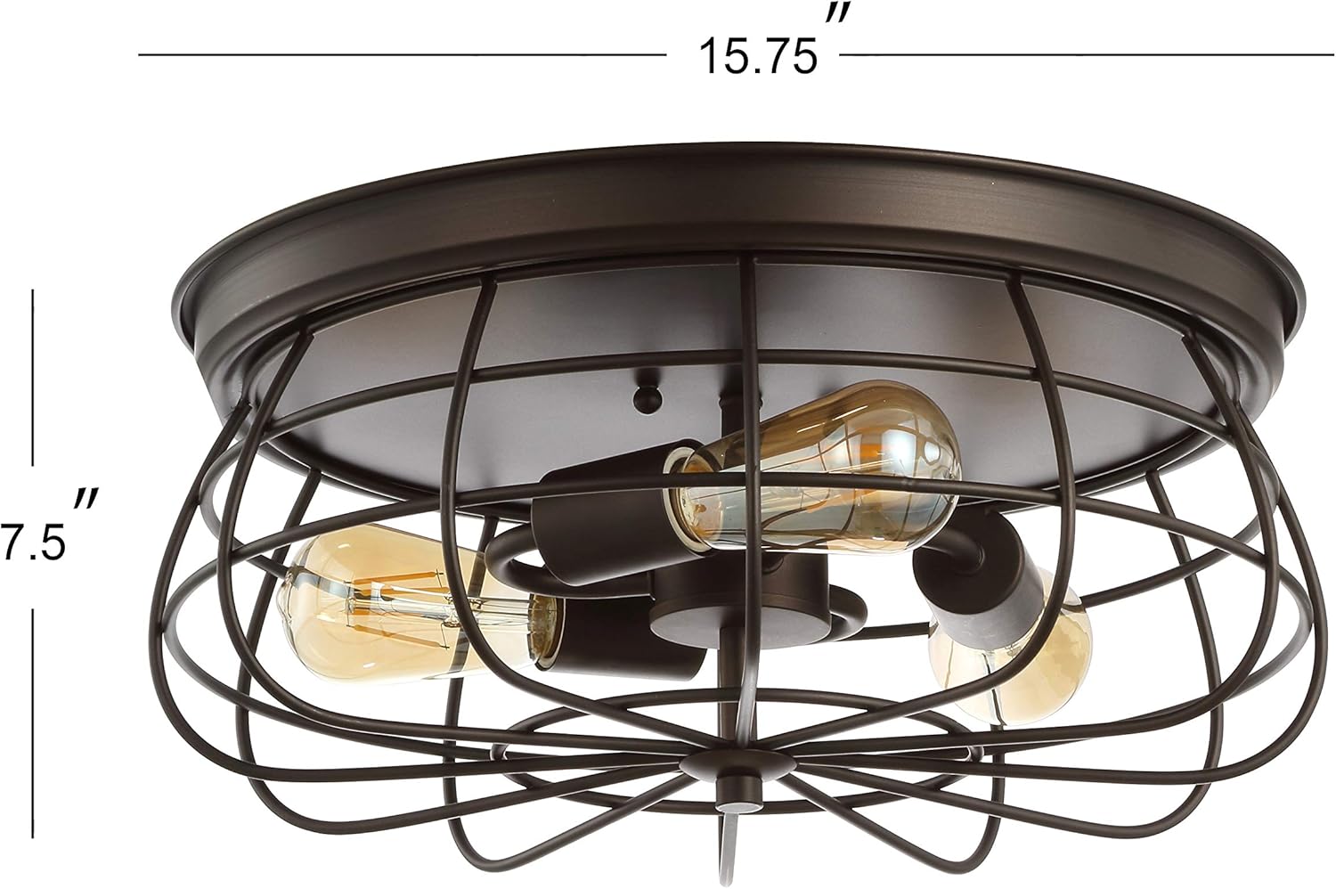Bronze 3-Light Farmhouse Metal Cage Flush Mount K598747