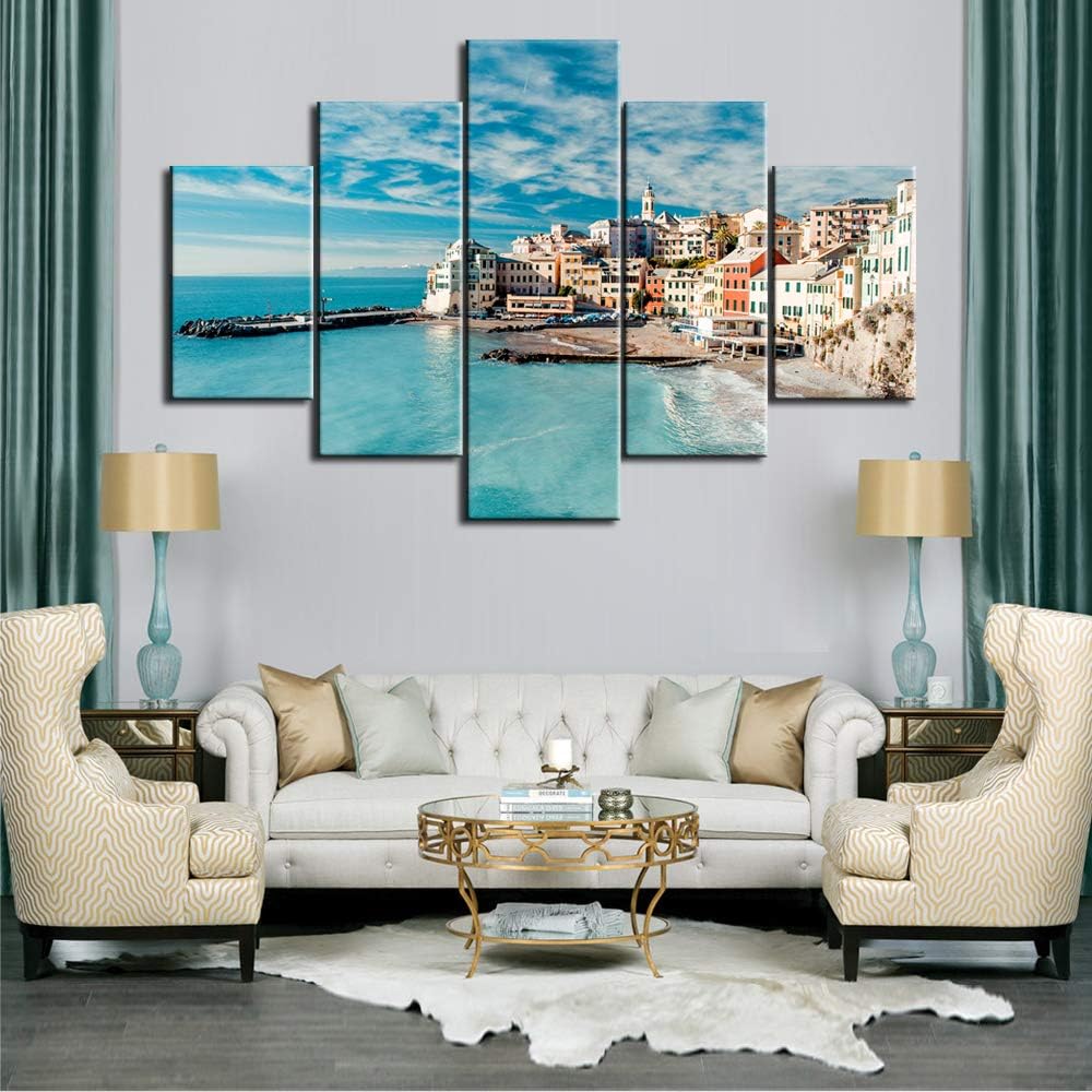 5 Panels Black and White Canvas Prints Wall Art Z9220