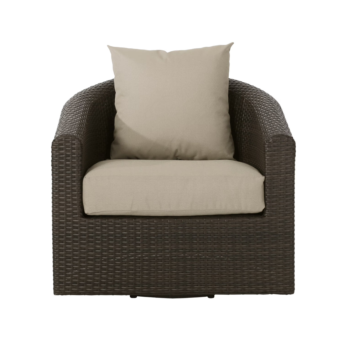 Mixed Brown and Mixed Khaki Wicker Swivel Club Chair E304626