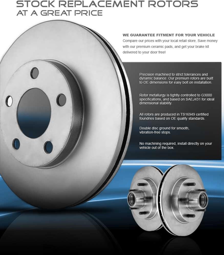 Premium OE 4 Lug Brake Disc Rotors + Ceramic Brake Pads + Clips H733541