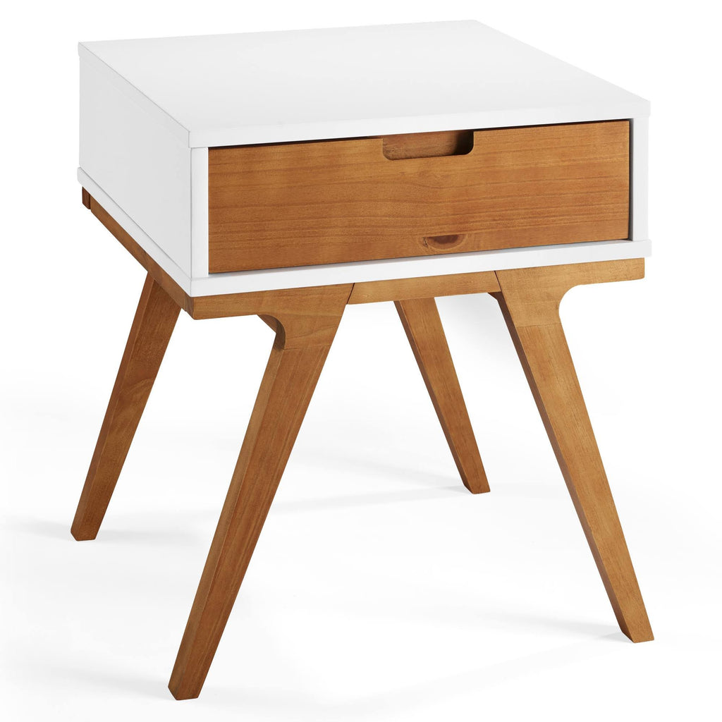 White/Caramel 1 Drawer Side Table V109710