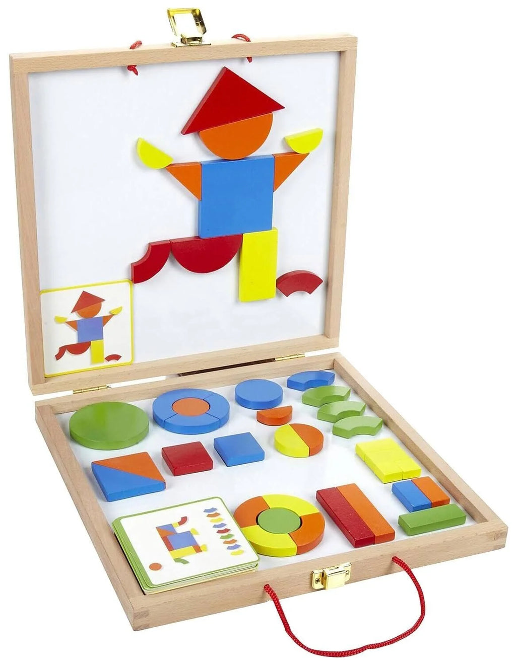 Magnetic Wooden Pattern Blocks Set with Carrying Case Q104