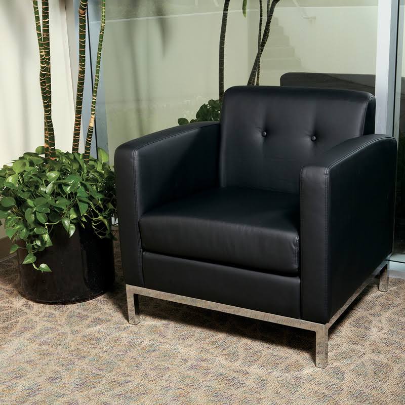 Smoke Faux Leather Arm Chair C142