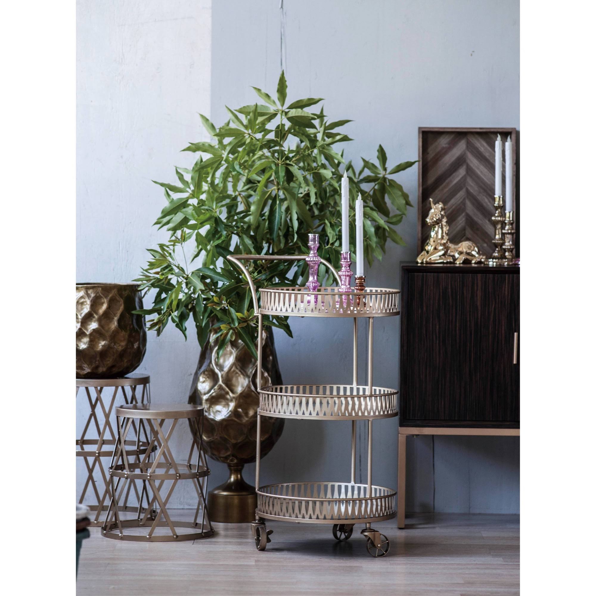 Gold Round Bar Cart T912196