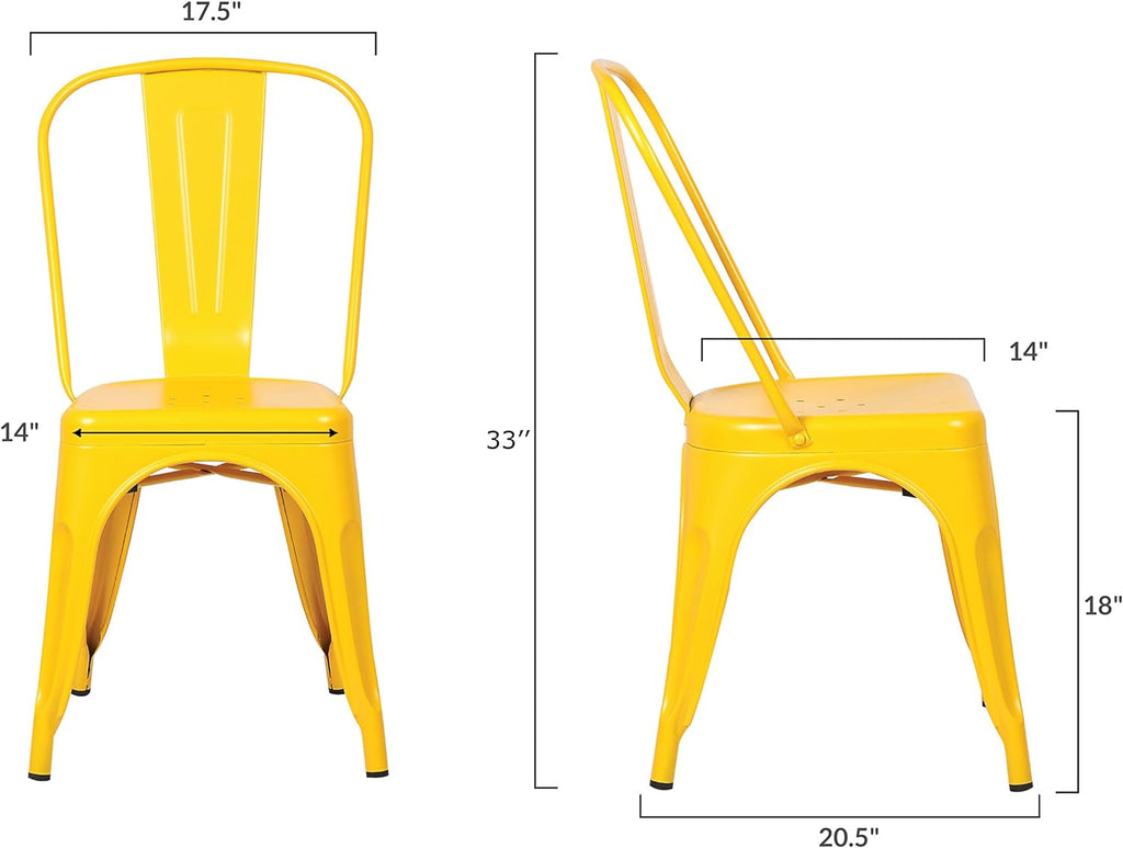 Yellow Metal Stackable Dining Chair (Set of 4) C853