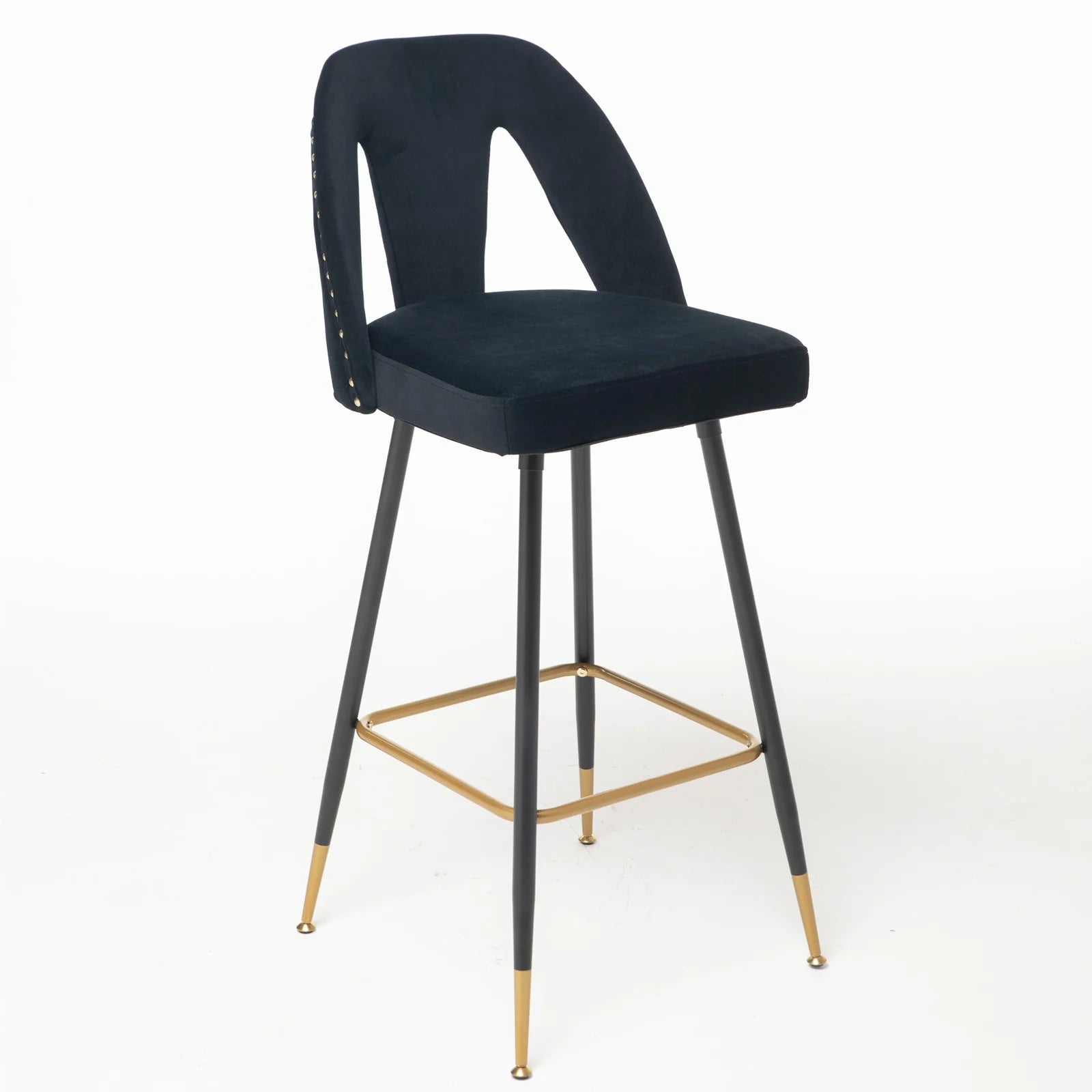 Black Velvet Bar Stools with Back, 30 inch Seat Height, Set of 4 Z218734