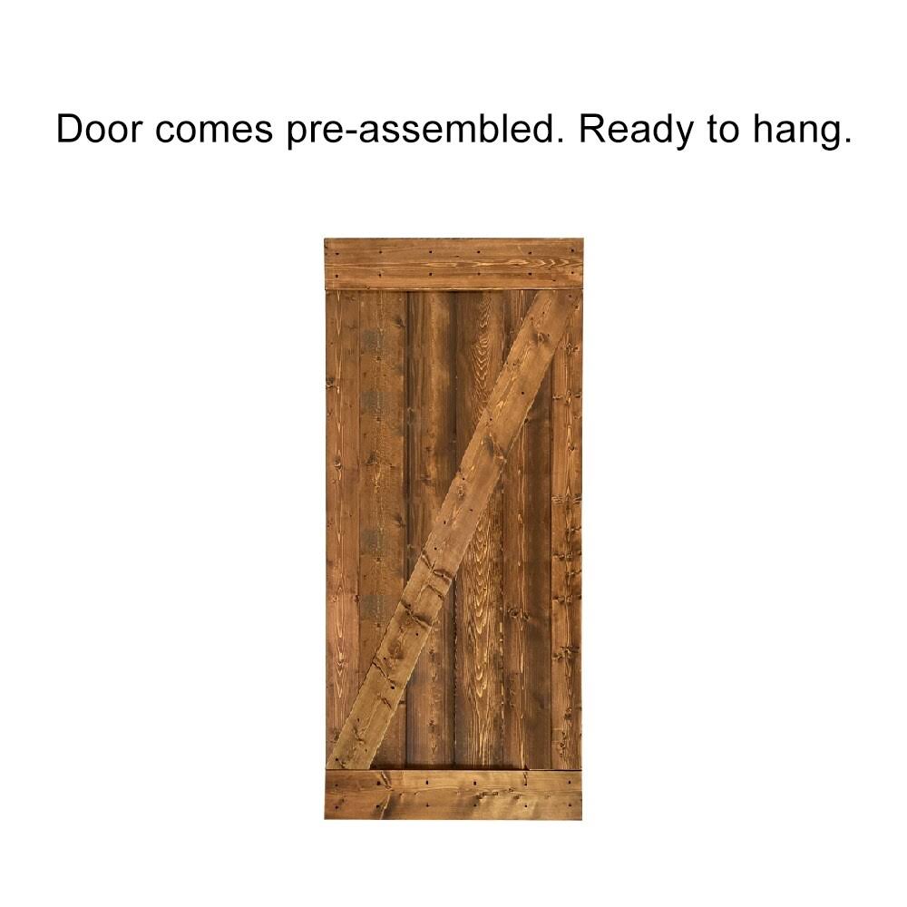 Weather Oak Stained Wood Interior Sliding Barn Door with Hardware Kit I421935
