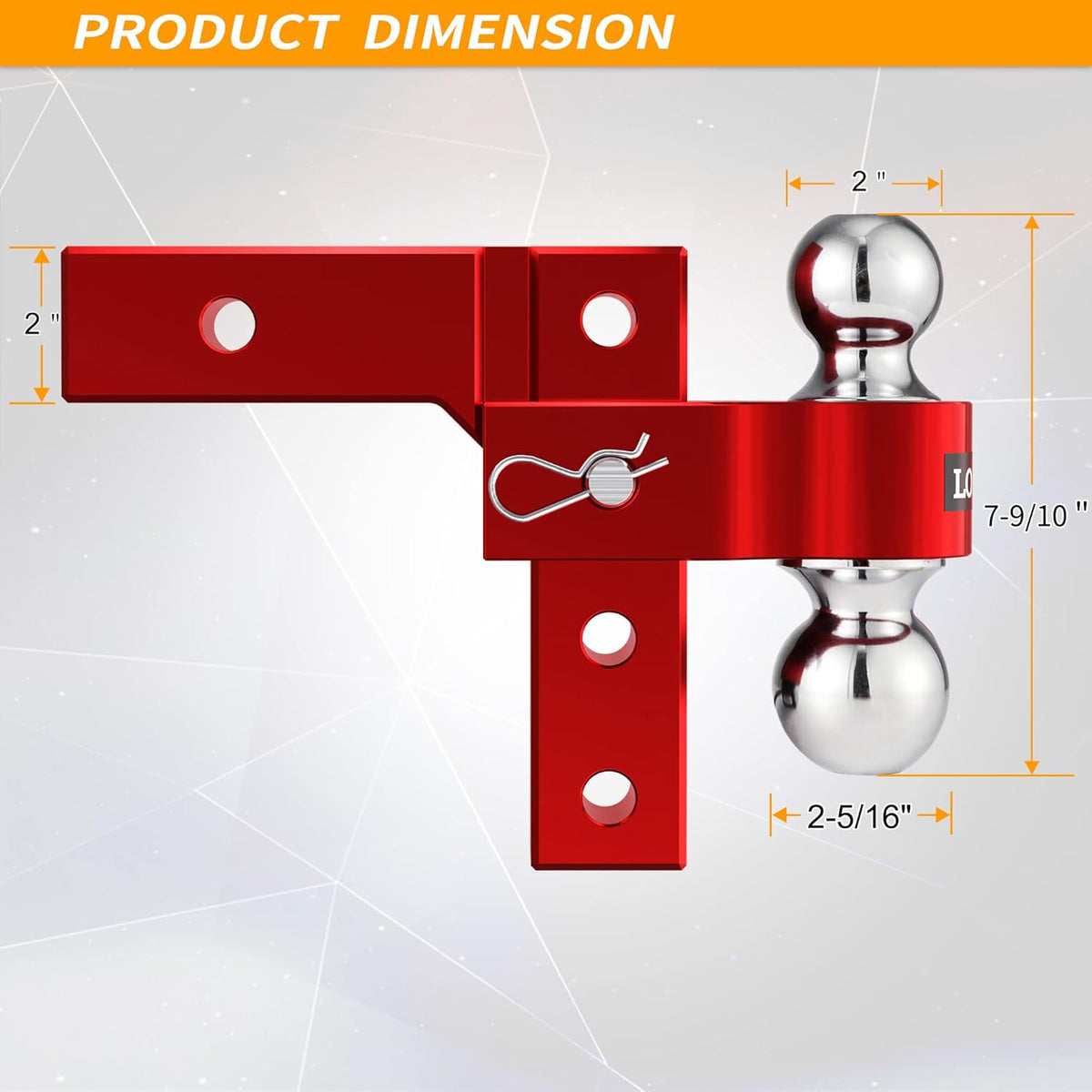 Adjustable Aluminum Trailer Hitch with Double Stainless Steel Pins, Red I711768
