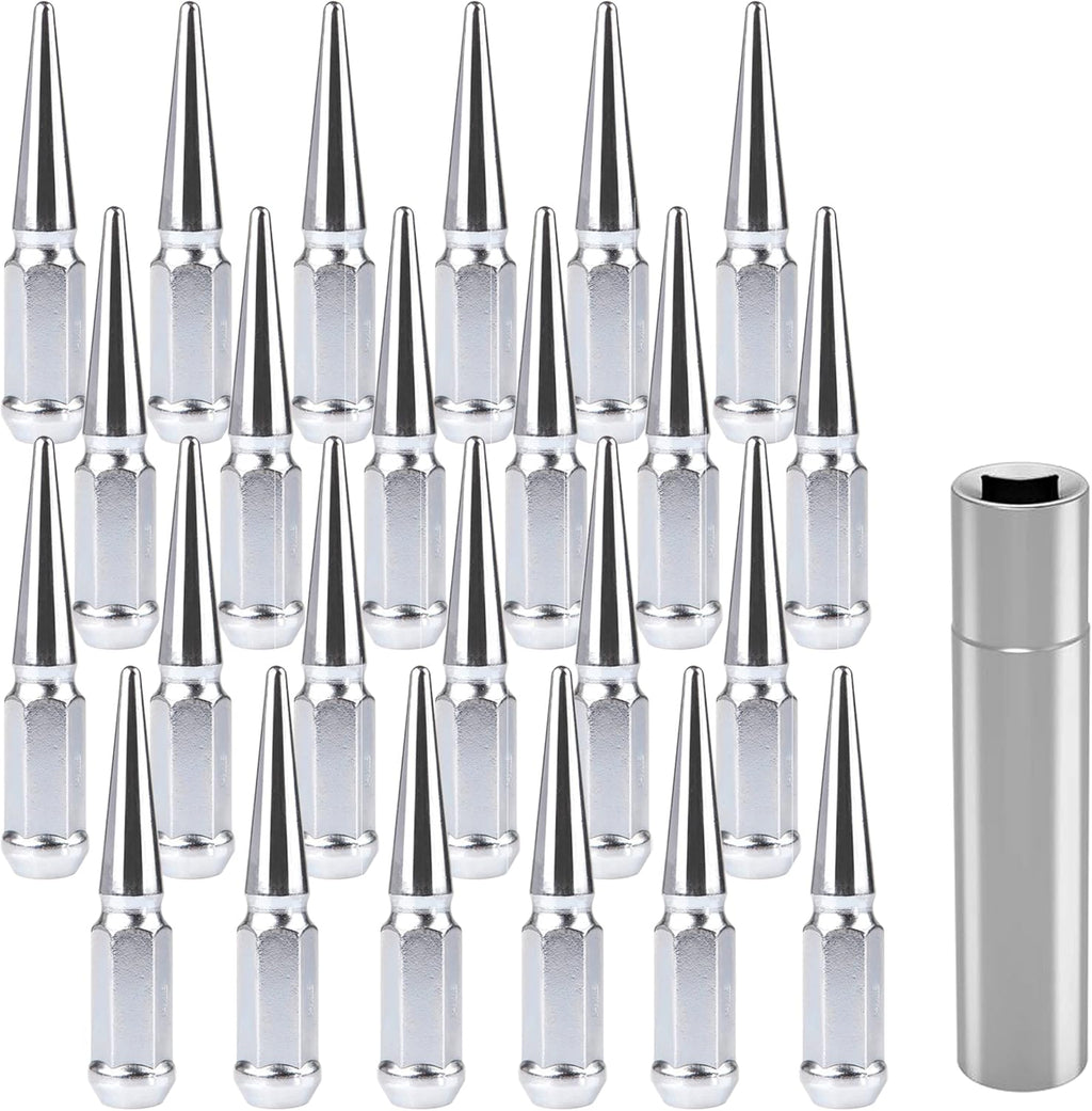 24 PCS Black Anti Theft Spike Lug Nuts 1/2"-20 with Key T254137