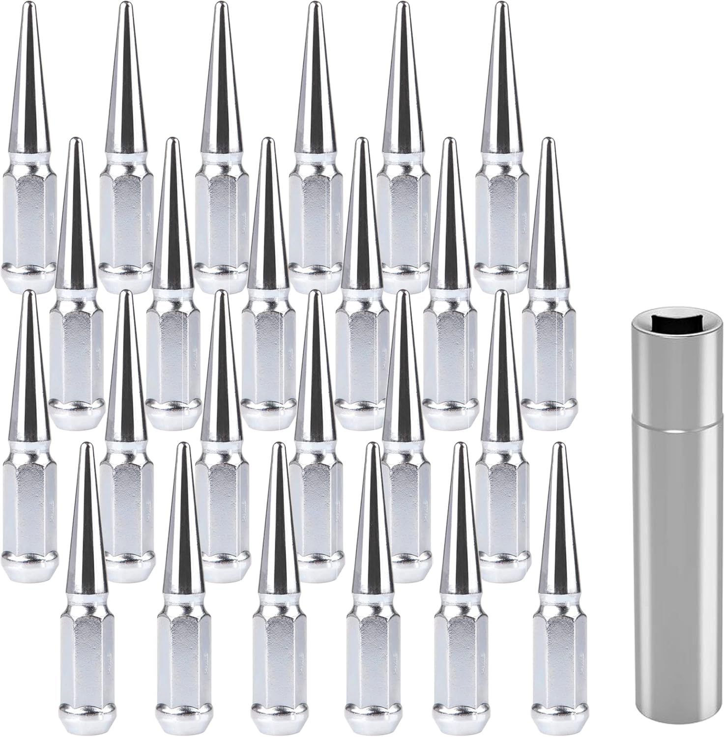 24 PCS Black Anti Theft Spike Lug Nuts 1/2"-20 with Key T254137