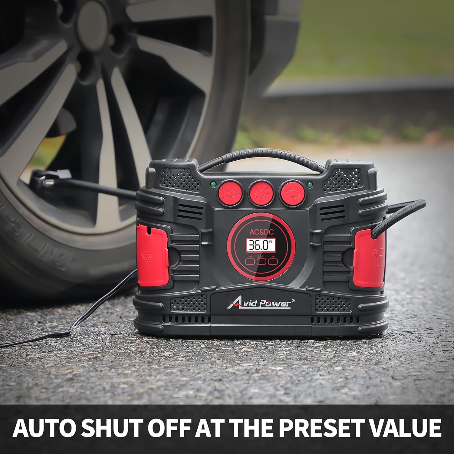 AC/DC Tire Inflator Portable Air Compressor with Dual Motors S79354