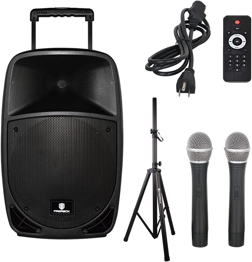 12-Inch 500 Watt Powered DJ/PA Speaker with Bluetooth and Wireless Microphones G792203