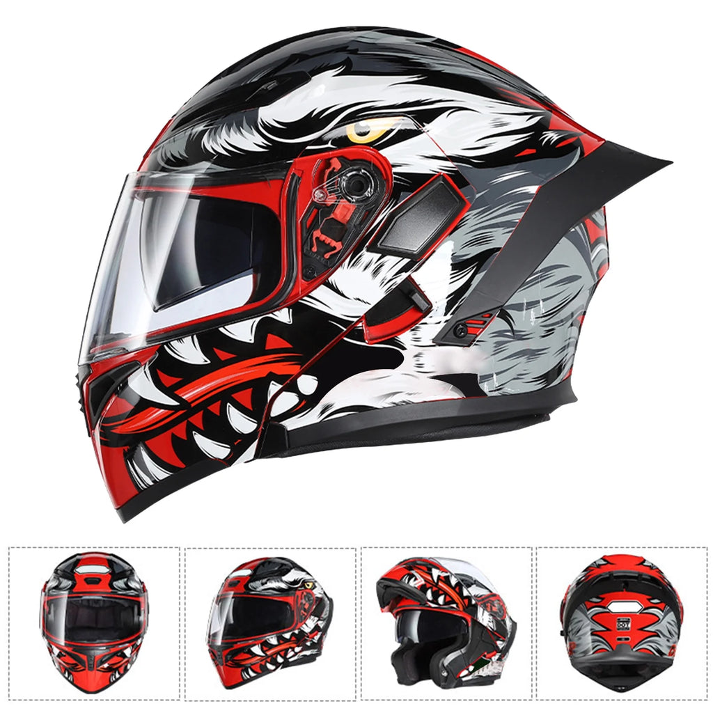 XL Dual Visor Flip up Full Face Motorcycle Helmet A40329