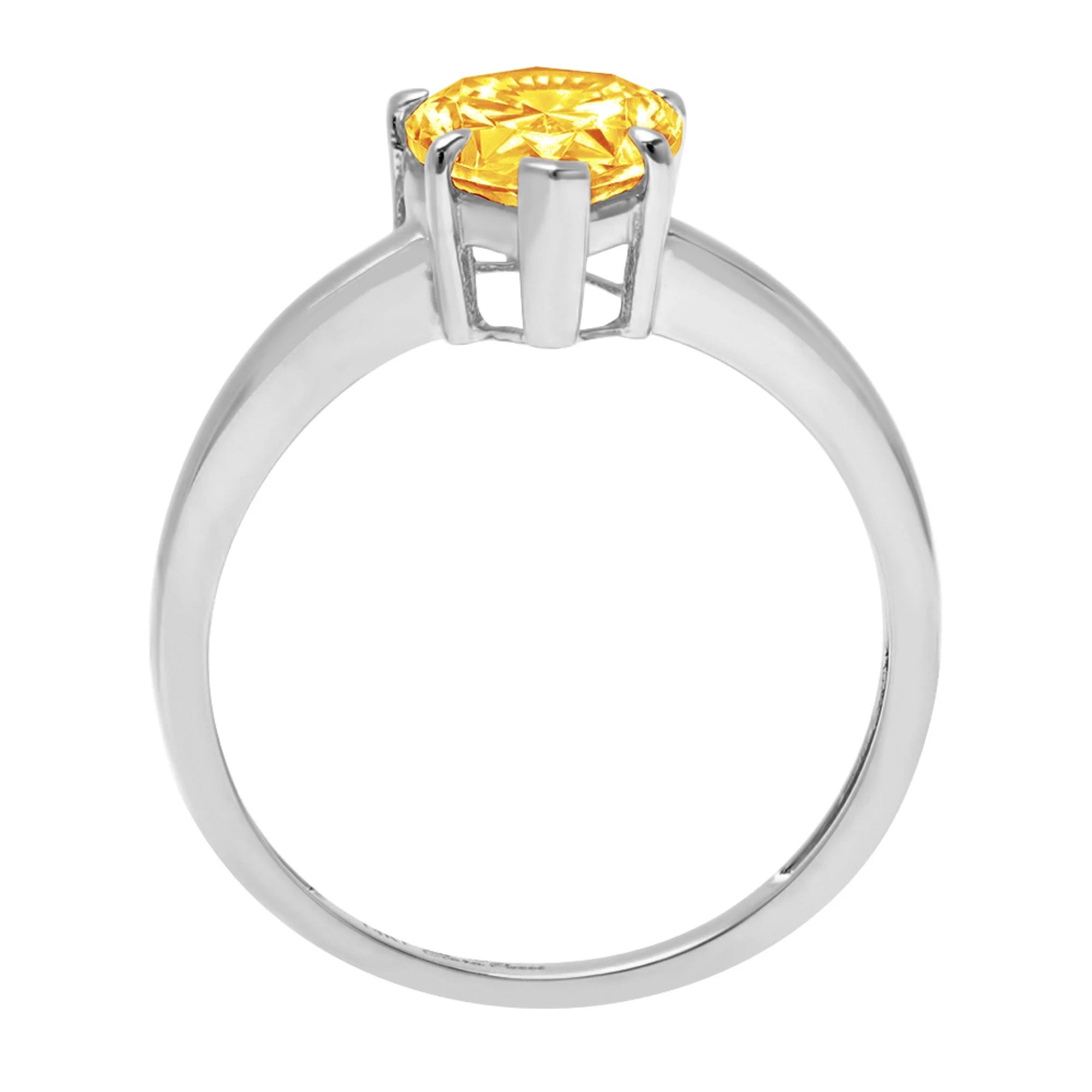 1.5ct Pear Cut Yellow Natural Citrine 18k White Gold Solitaire Ring Size 3.5 N51430