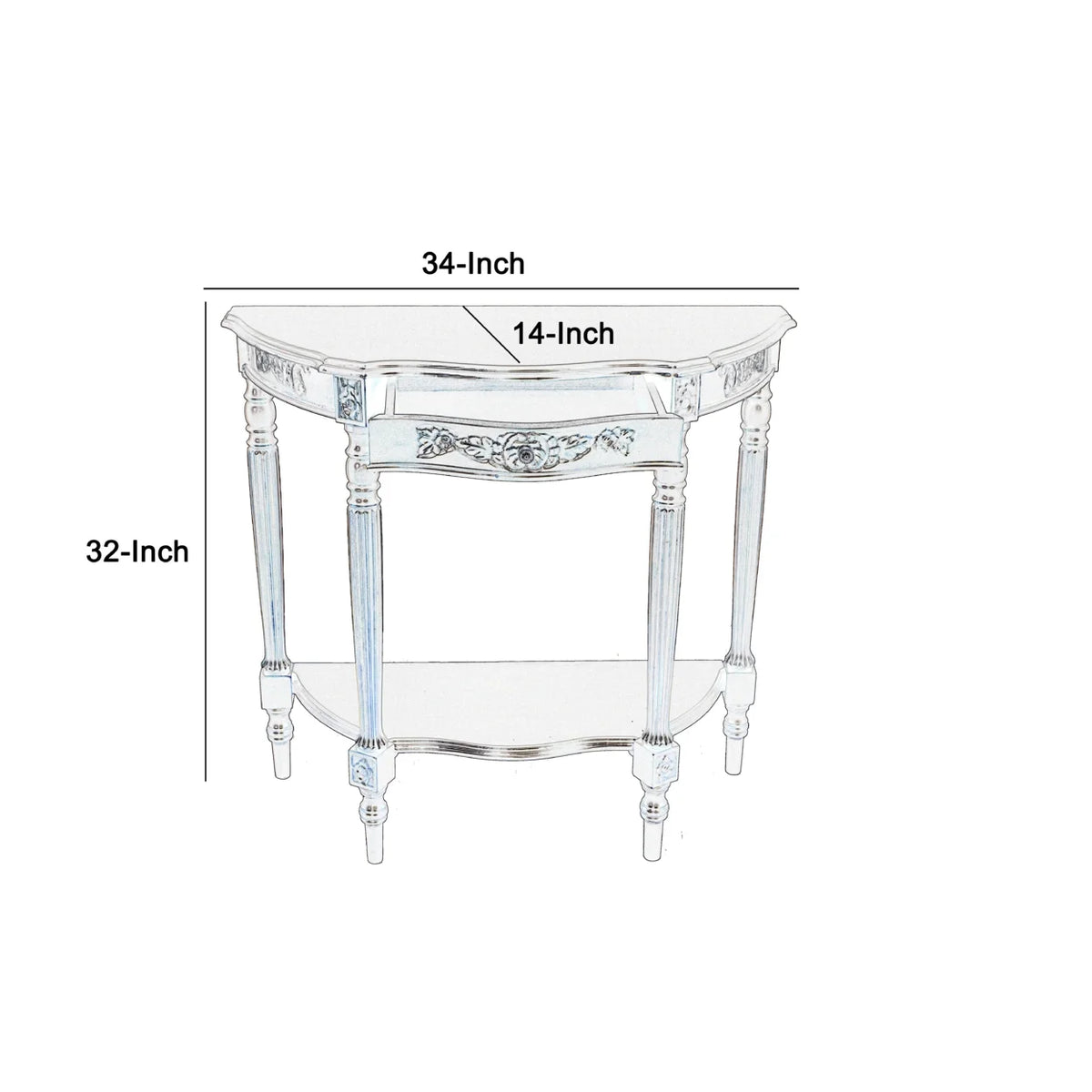 Brown Engraved Wooden Console Table with 1 Drawer L709