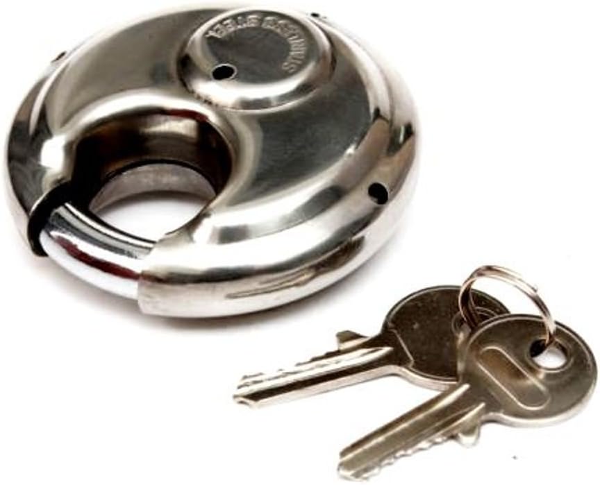 Pack of 6 Stainless Steel 70mm Round Disc Padlock with Shielded Shackle O638029