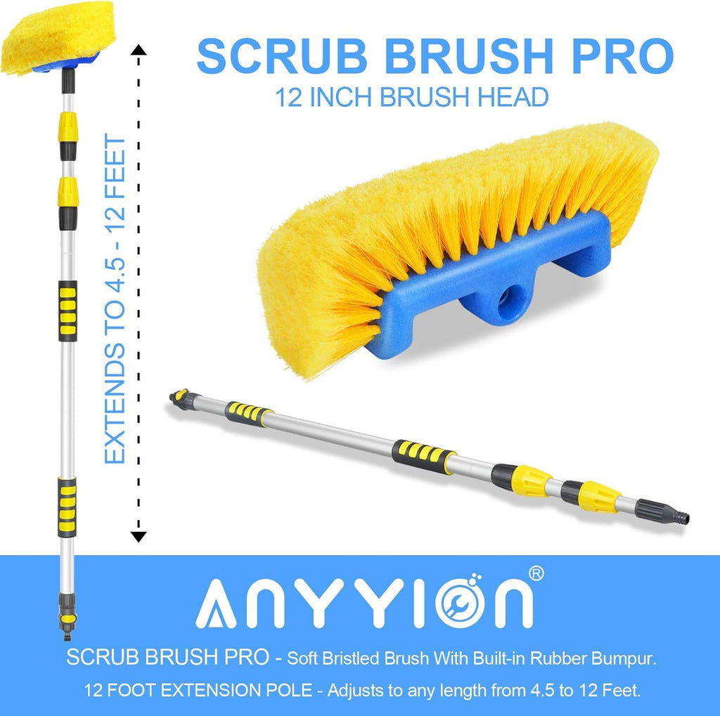 11 Foot Telescopic Flow Through Car Wash Brush with Soft Bristles Z4963