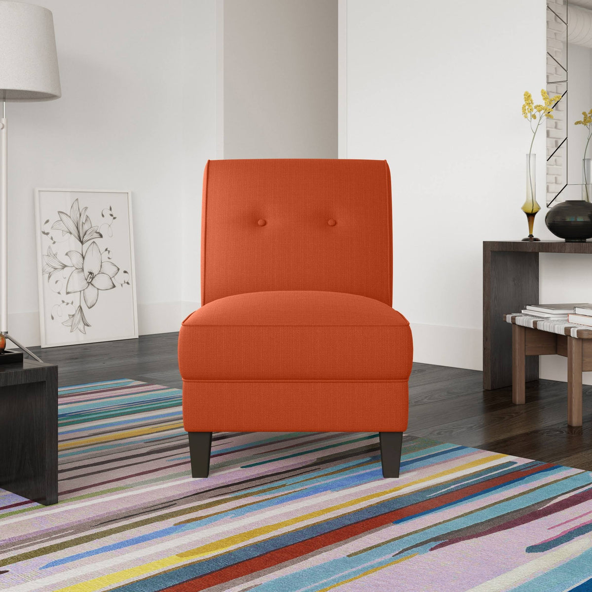 Orange Linen Armless Chair K403826