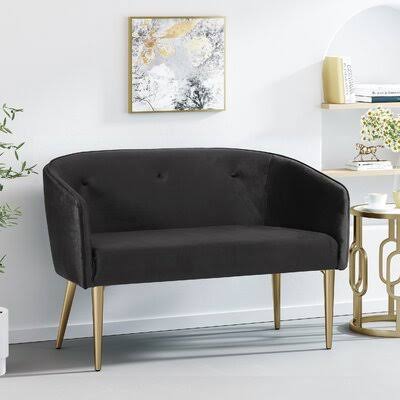 Black Velvet Round Arm Loveseat S110227