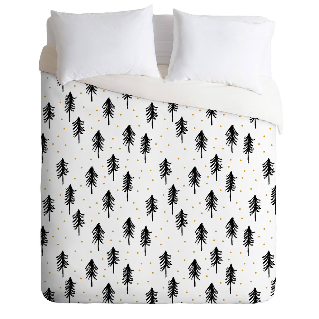 Twin Winter Pines Duvet Cover Set Black/White H51550