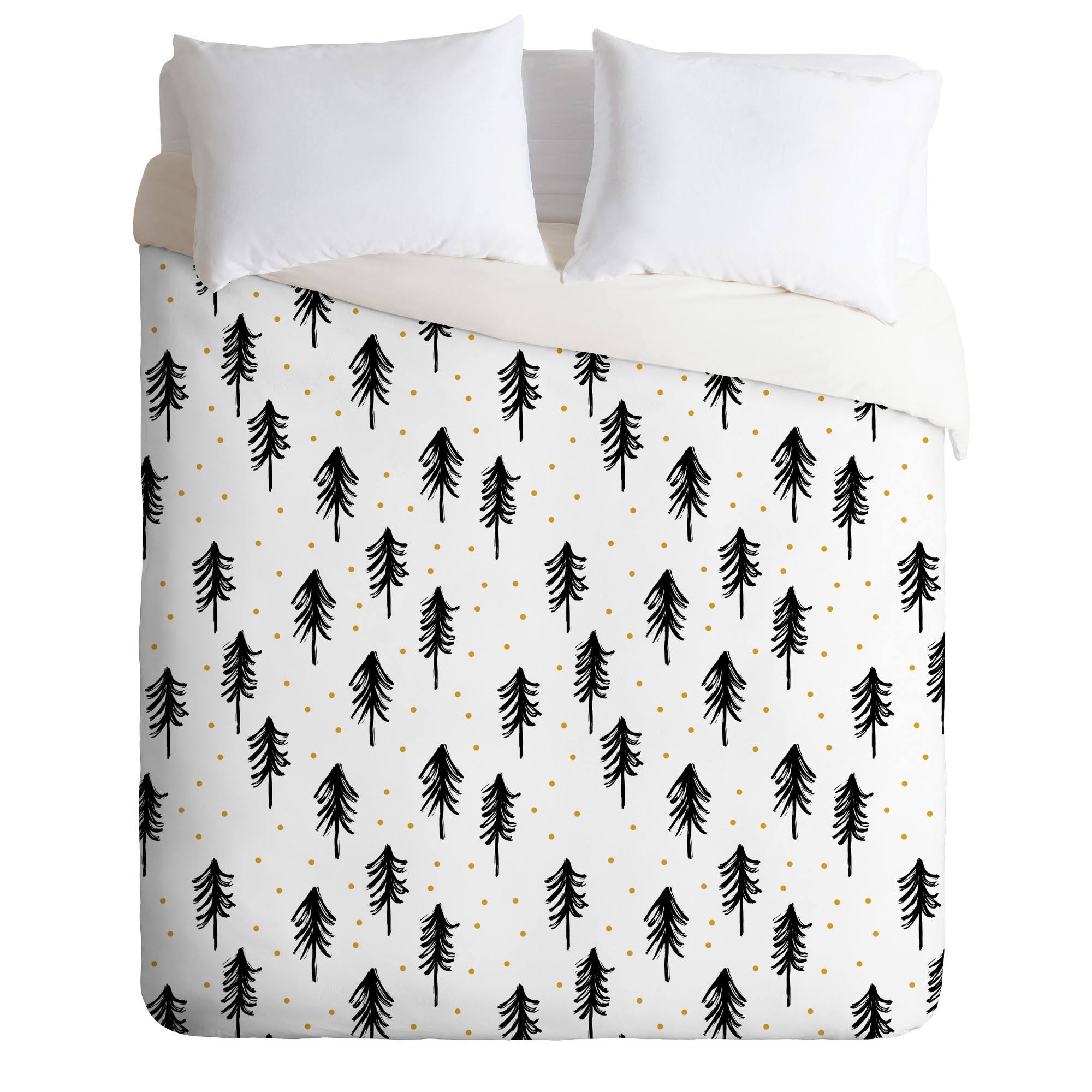 Twin Winter Pines Duvet Cover Set Black/White H51550