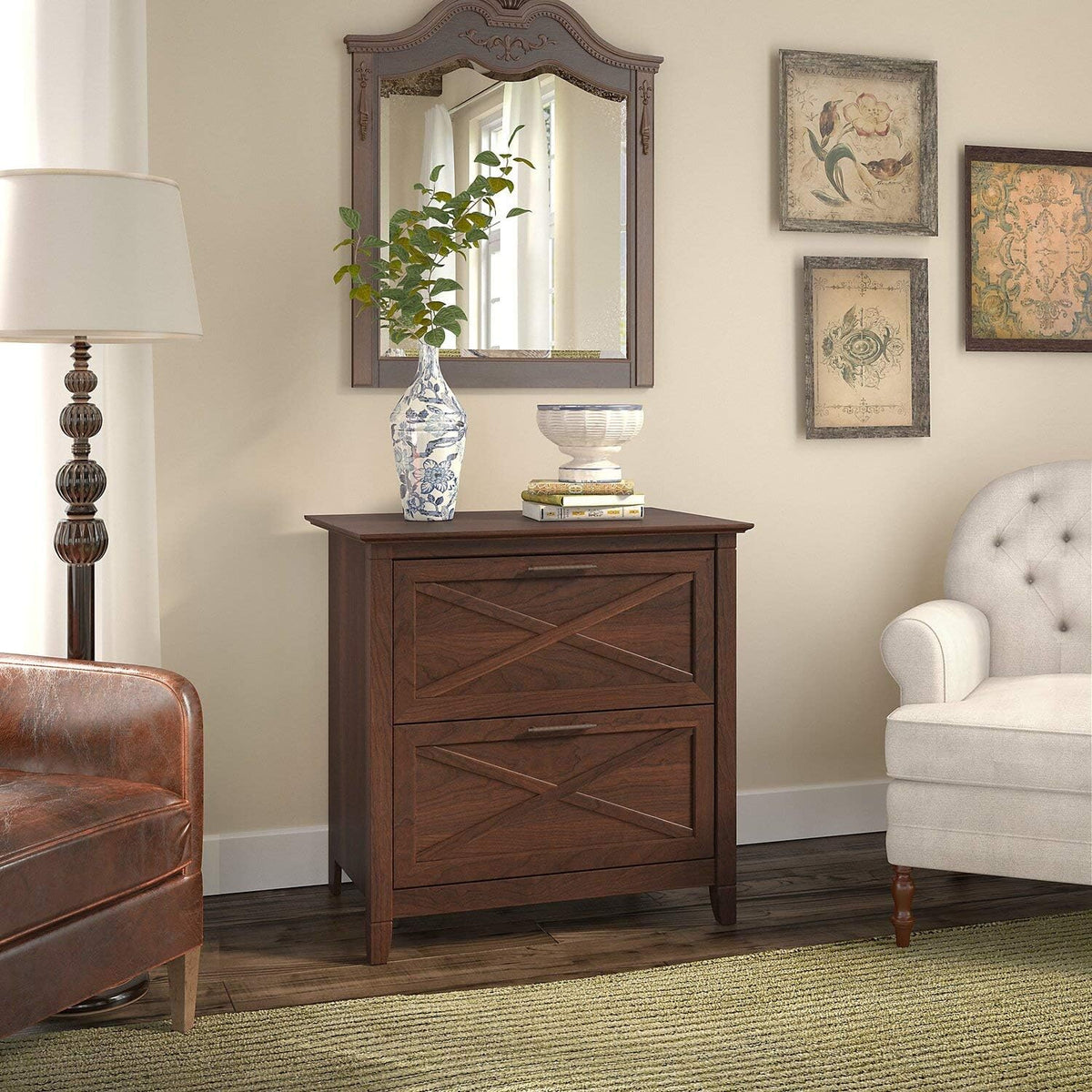 2 Drawer Lateral File Cabinet in Washed Gray F96501