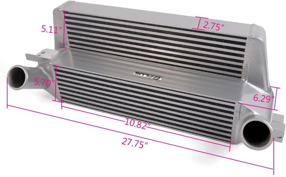 Aluminum Front Mount Intercooler for Ford Mustang 2.3L EcoBoost 2015 2016 2017 Silver Y508844
