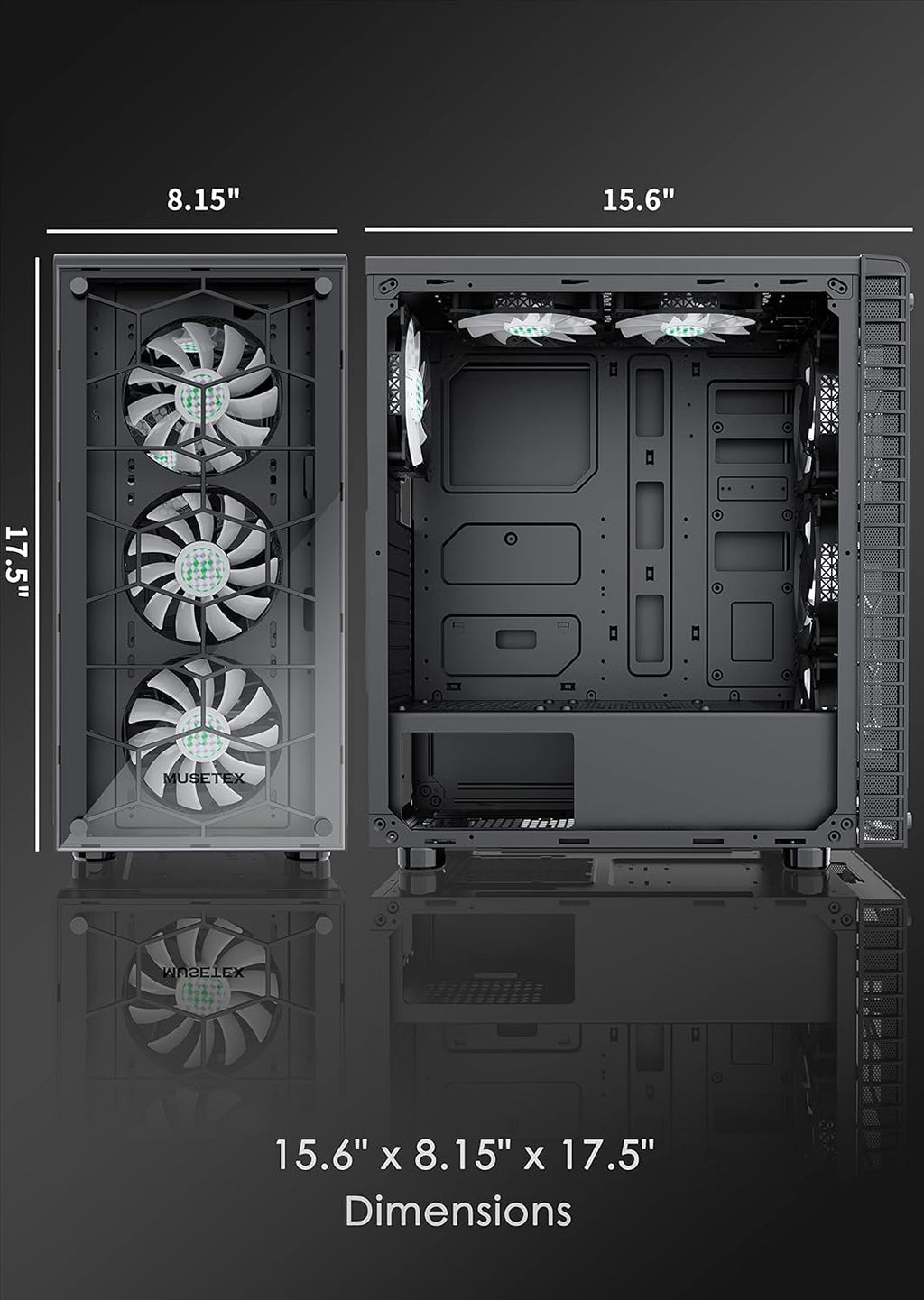 ATX Mid-Tower PC Case with 6 Pcs 120mm ARGB Fans, Tempered Glass, USB 3.0 C311