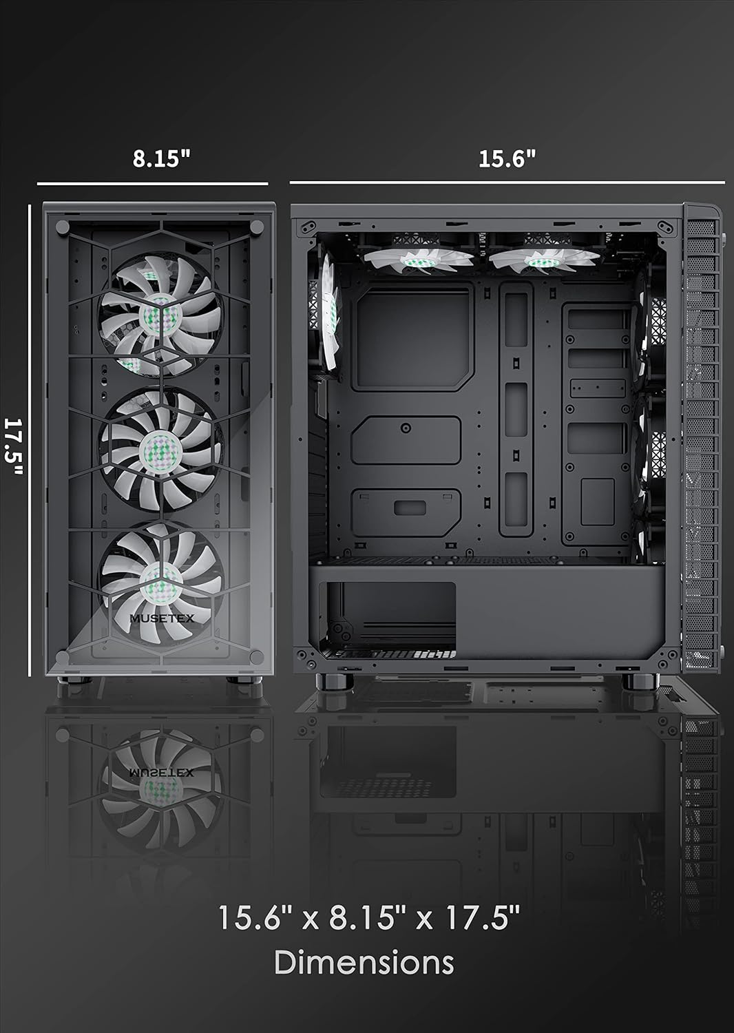 ATX Mid-Tower PC Case with 6 Pcs 120mm ARGB Fans, Tempered Glass, USB 3.0 C311