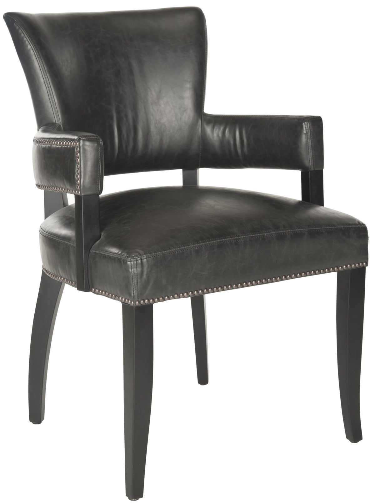 Antique Brown Arm Chair with Brass Nail Heads J438568