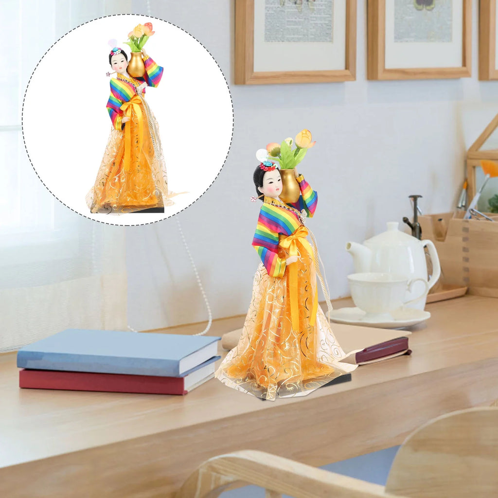 Doll Hanbok Korean Geisha Figure Figurine Traditional Asian Collectible Kimono Antique Dress V55387