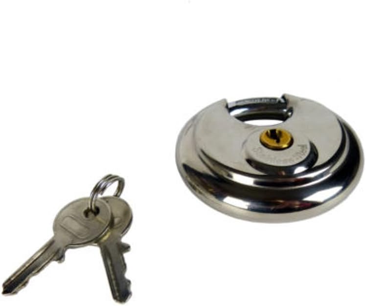 Pack of 6 Stainless Steel 70mm Round Disc Padlock with Shielded Shackle O638029