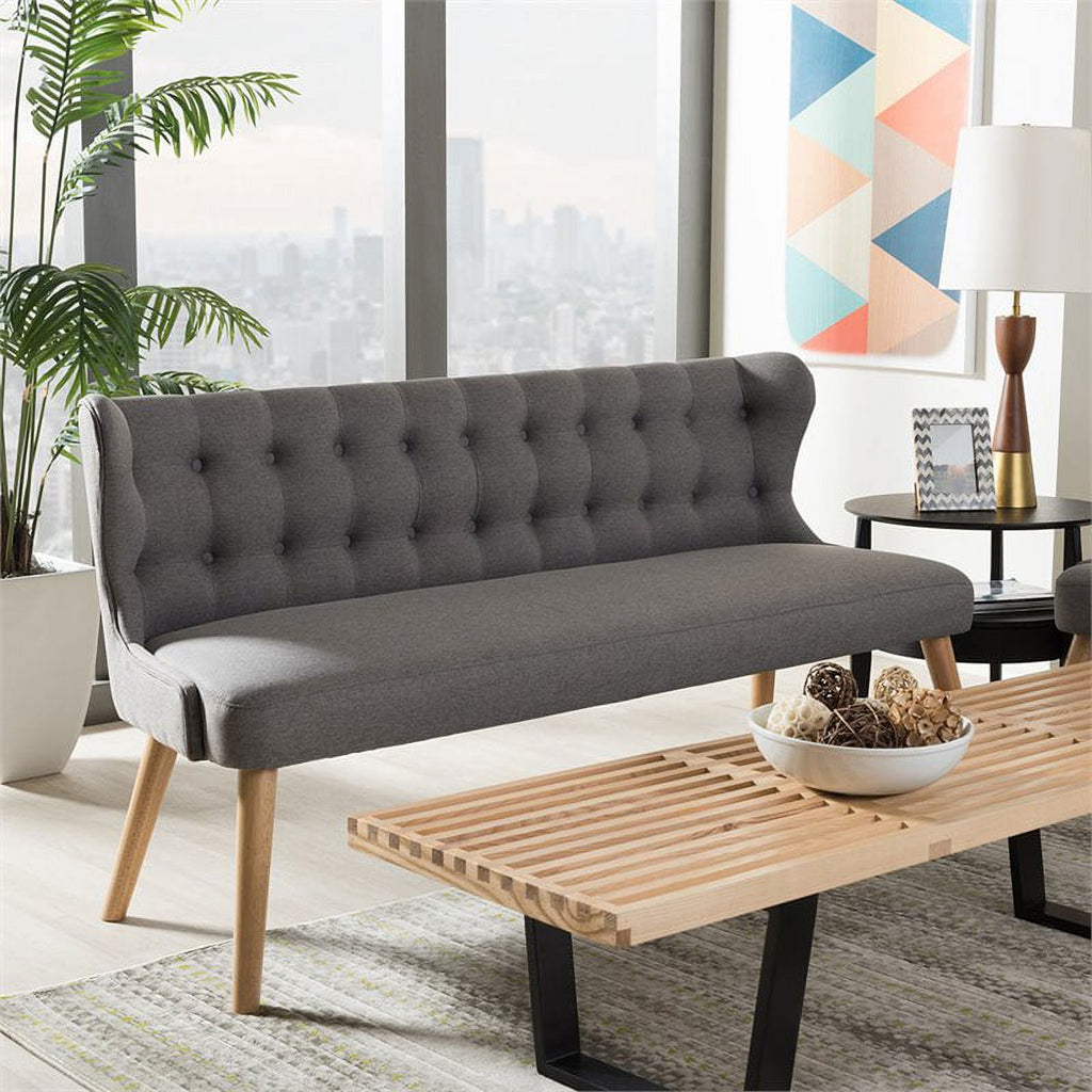 Tufted Wingback Sofa in Gray and Light Brown A550530