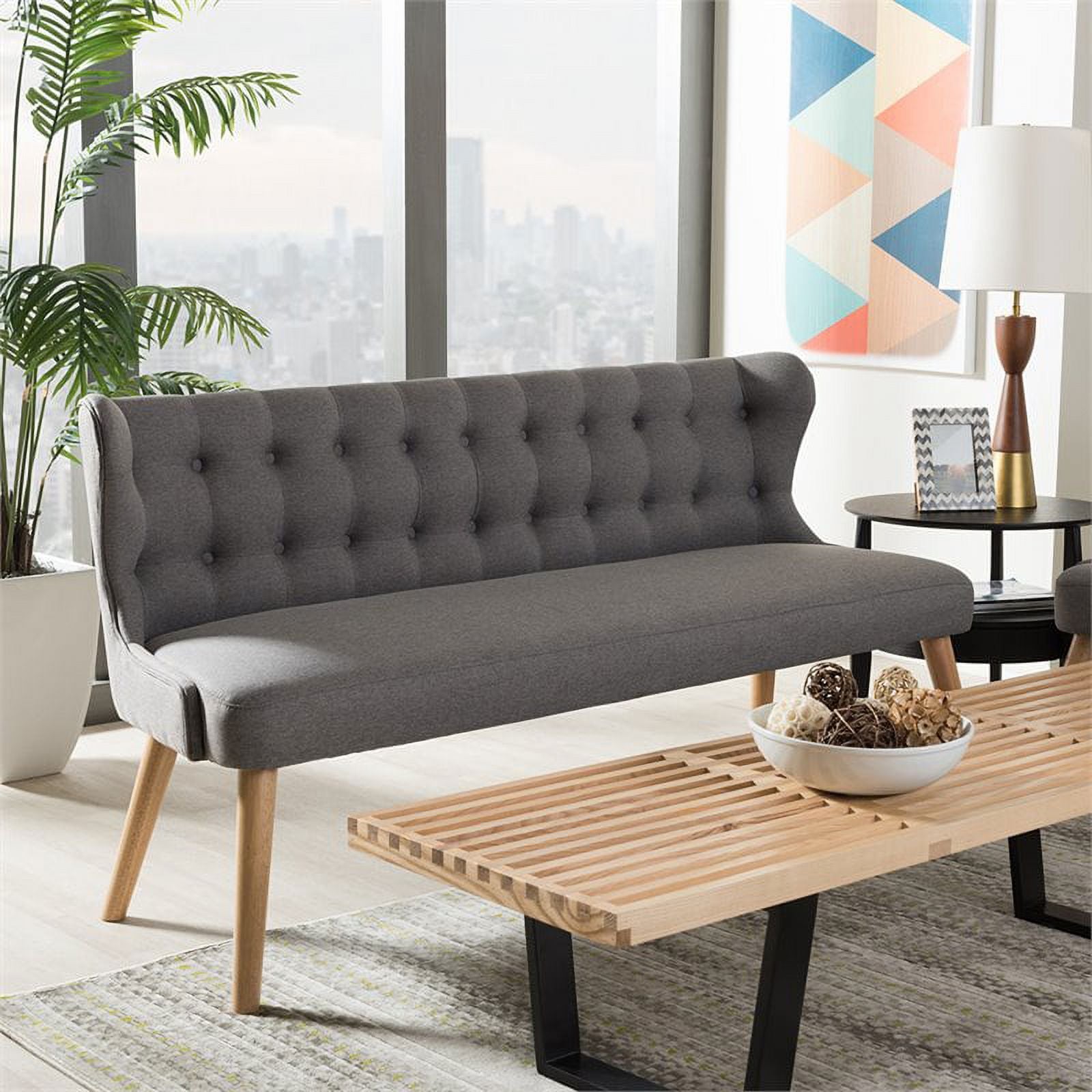 Tufted Wingback Sofa in Gray and Light Brown A550530
