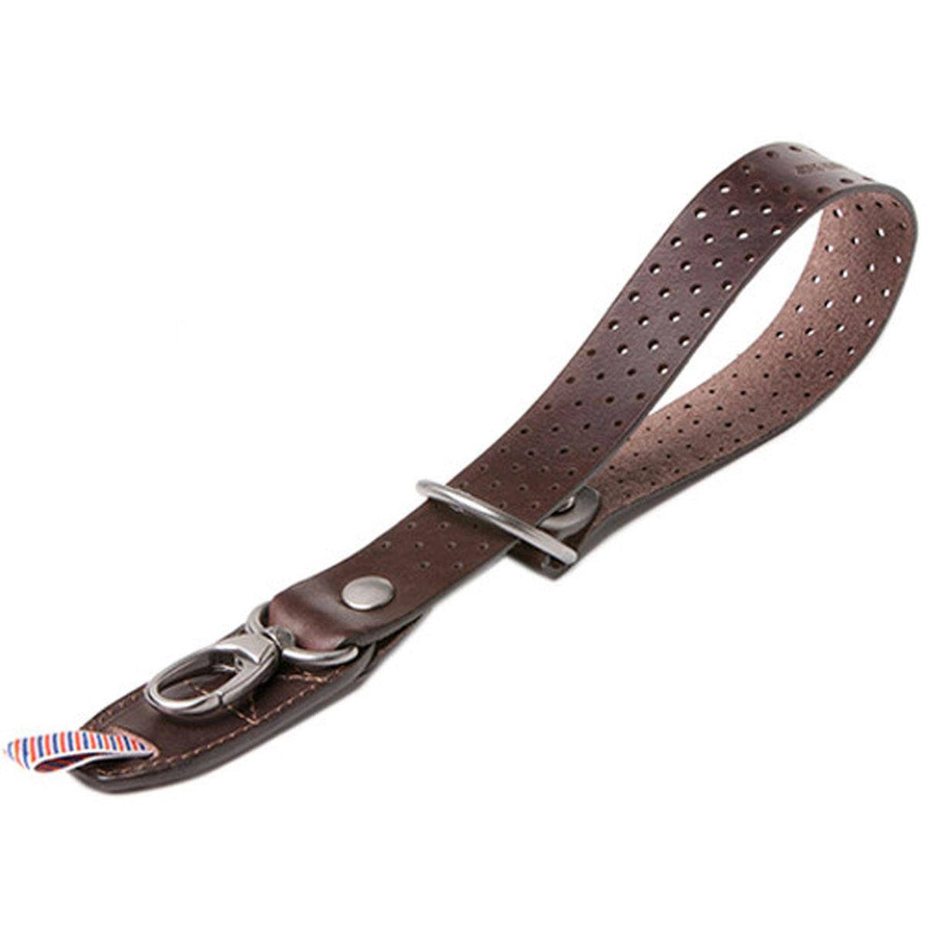 Perforated Dark Brown Leather Camera Wrist Strap R692090