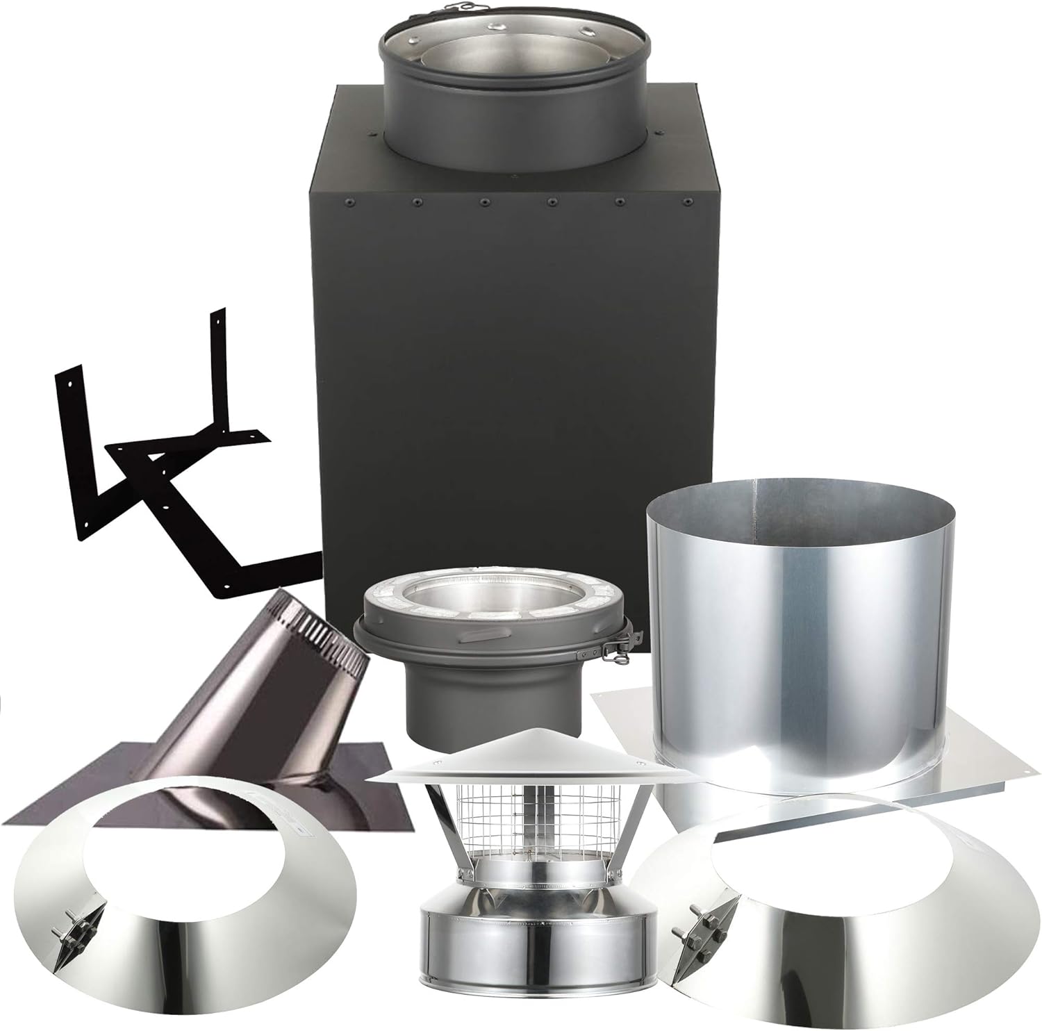 Through The Attic Kit with Spark Guard Chimney Cap for 6 Diameter 304 Stainless Steel Class-A Double Wall Chimney Pipe S2523