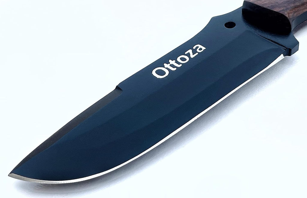 1095 Carbon Steel Bushcraft Knife with Wood Handle and Sheath H52630