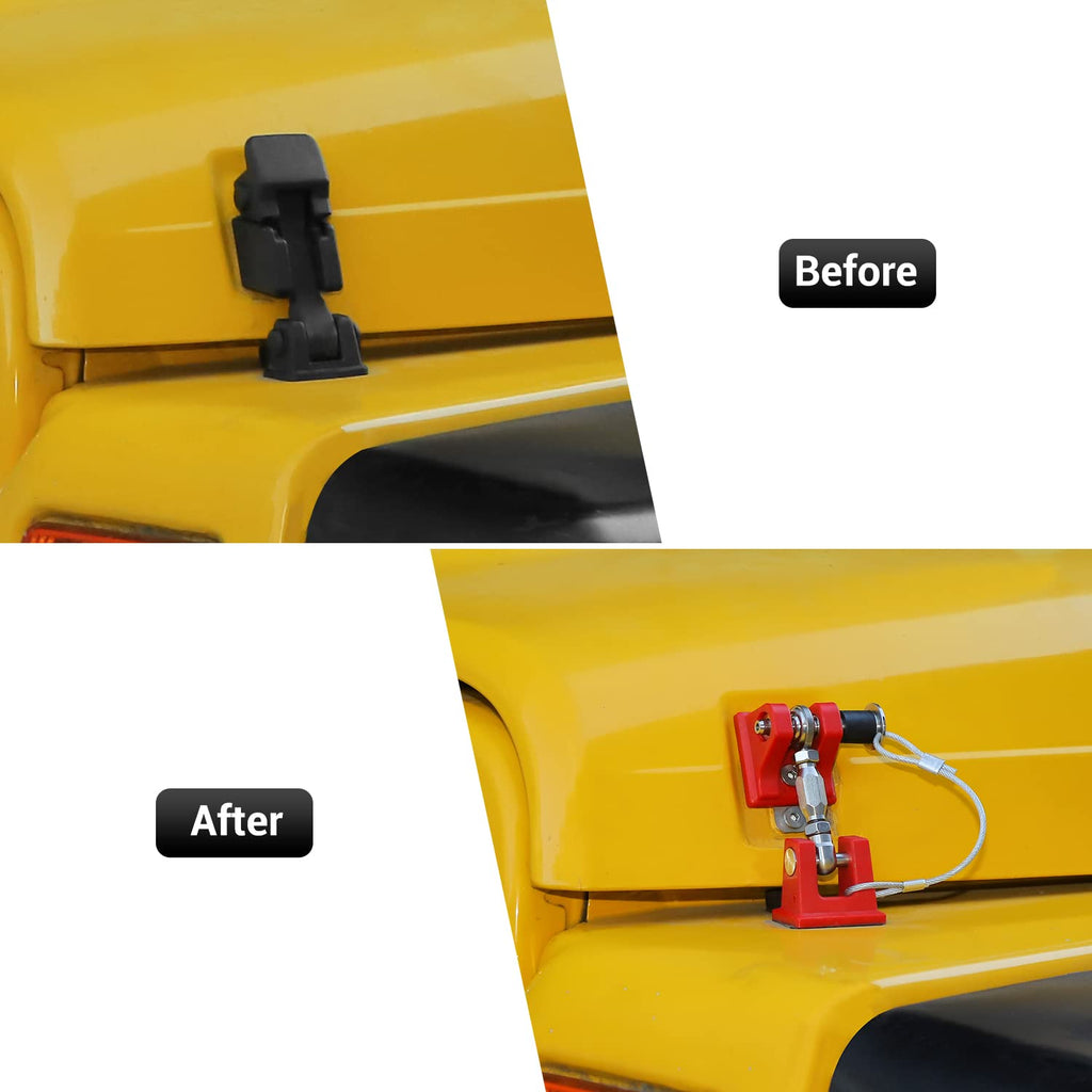 Red Aluminum Alloy Hood Latch Kit for Jeep Wrangle TJ, Pack of 2 X927536