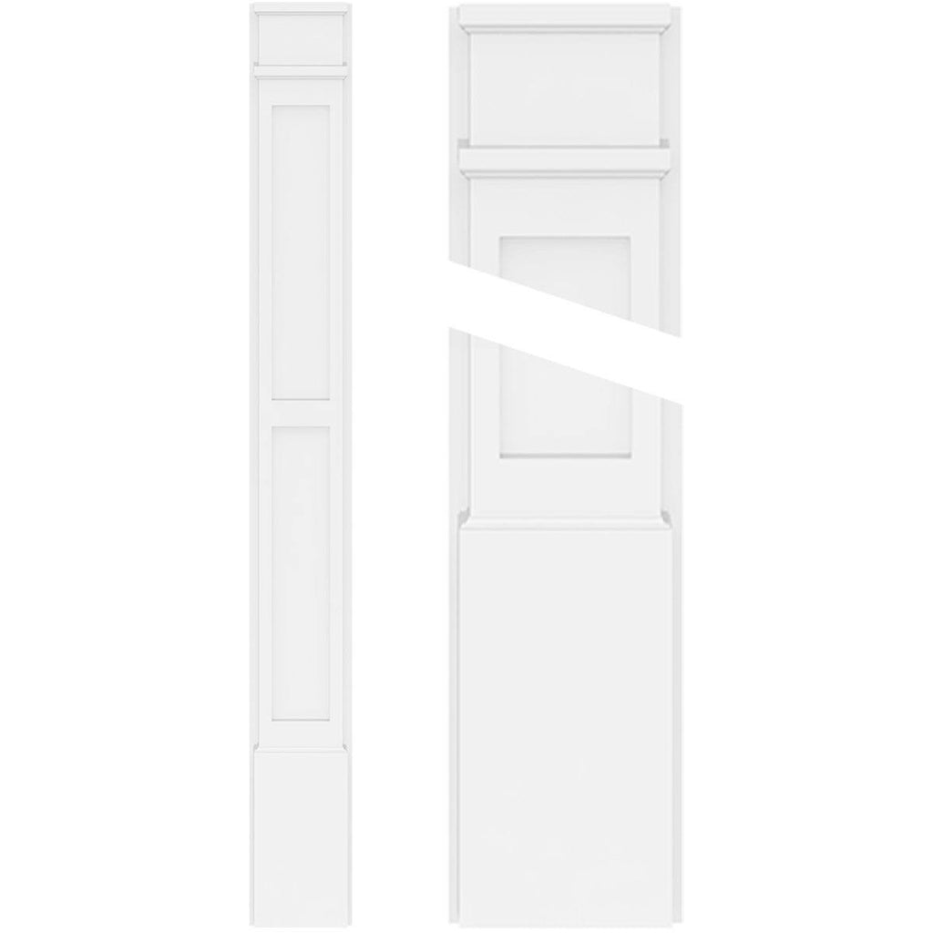 8x22W x 82x22H x 2x22P Two Equal Flat Panel PVC Pilaster with Decorative Capital & Base (Pair) B88730