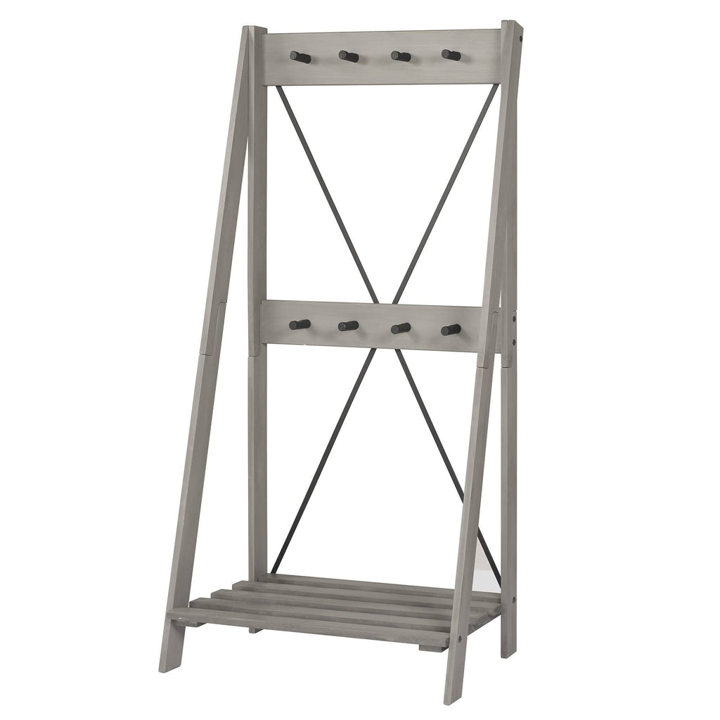 Grey Solid Wood Hall Tree U86268