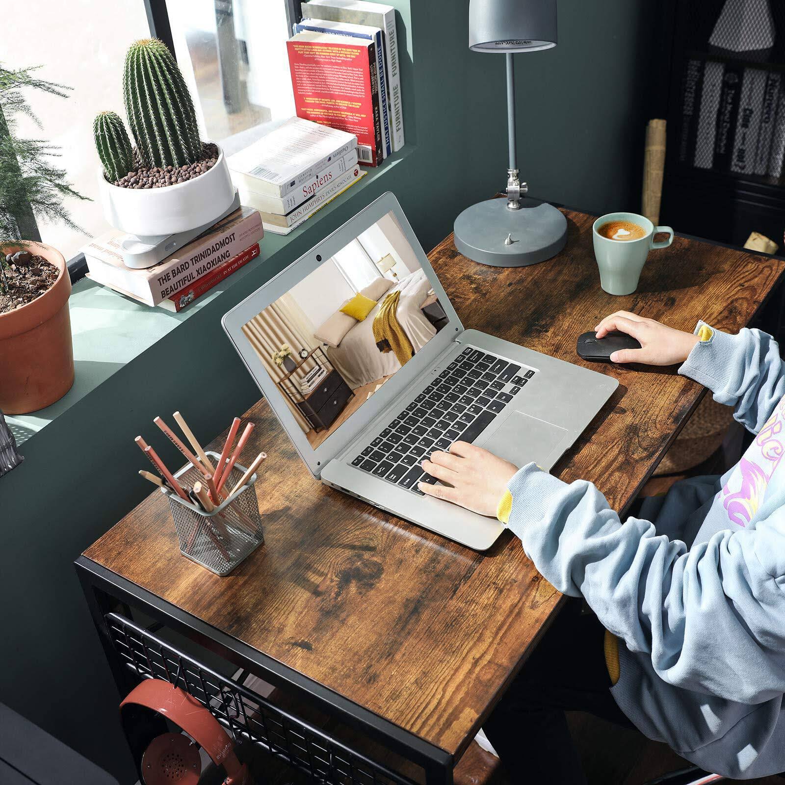 Black 39-Inch Folding Desk with 8 Hooks V433