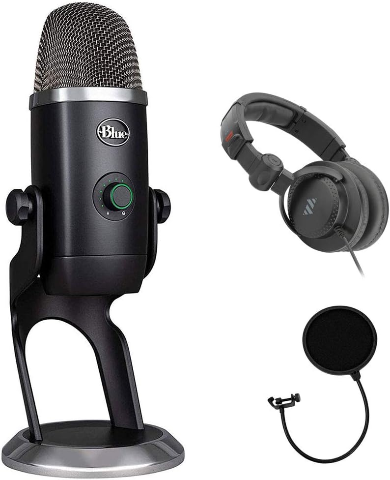 Blue YETI X Pro Condenser USB Microphone Bundle with Headphone and Pop Filter R348