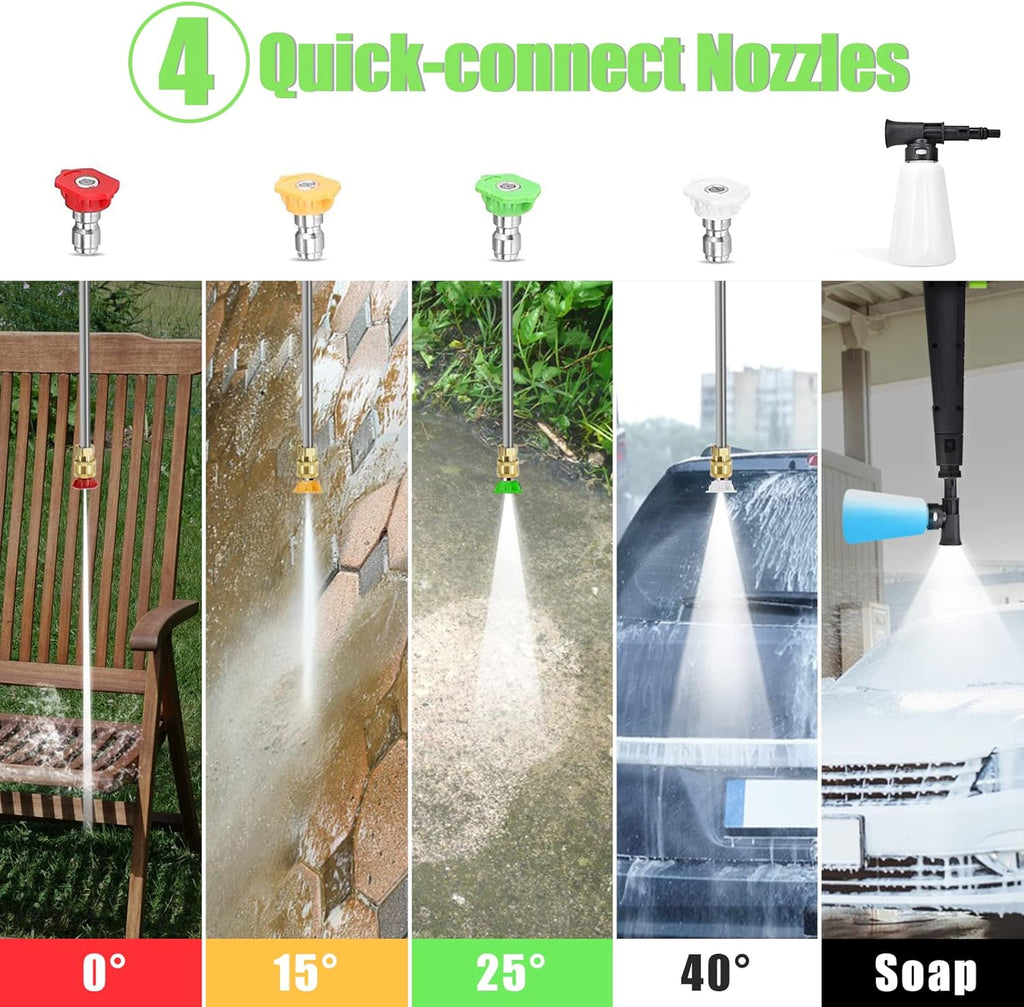 Electric Pressure Washer 3000 PSI 2.2 GPM with 4 Interchangeable Nozzles and Foam Cannon Hose Reel Q604813