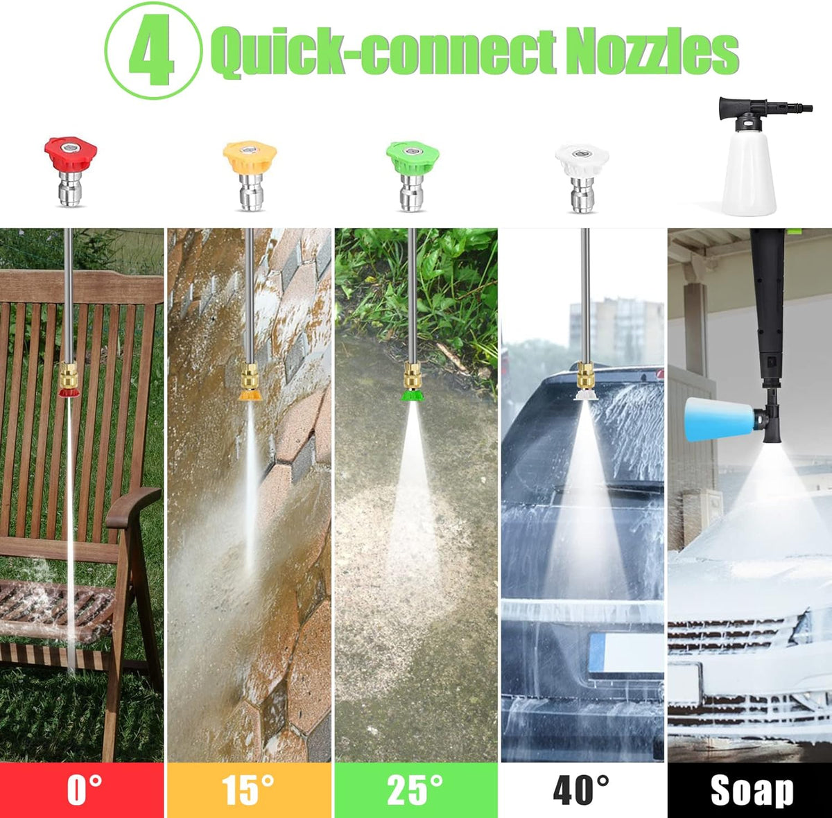 Electric Pressure Washer 3000 PSI 2.2 GPM with 4 Interchangeable Nozzles and Foam Cannon Hose Reel Q604813