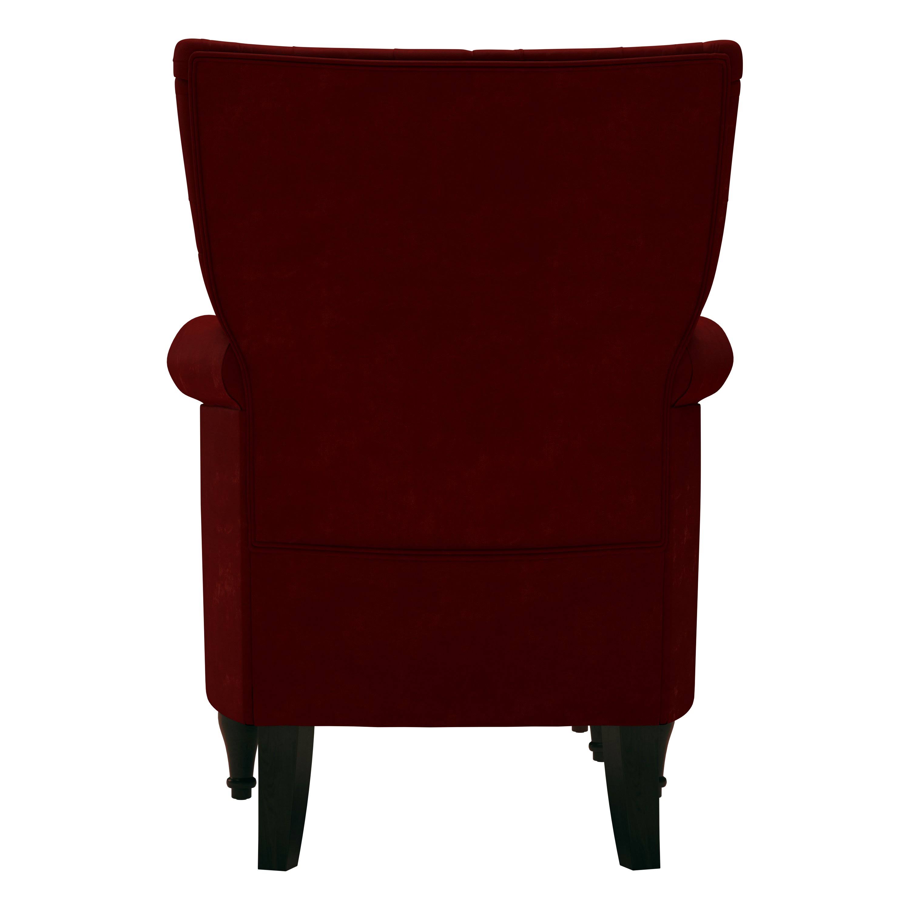Button Tufted Rolled Arm Chair and Ottoman Charcoal Gray Velvet A8392