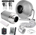6 Inch 442 CFM Inline Fan Carbon Filter 16 Feet Ducting Combo with Variable Speed Controller Rope Hanger Temperature Humidity Monitor V3317