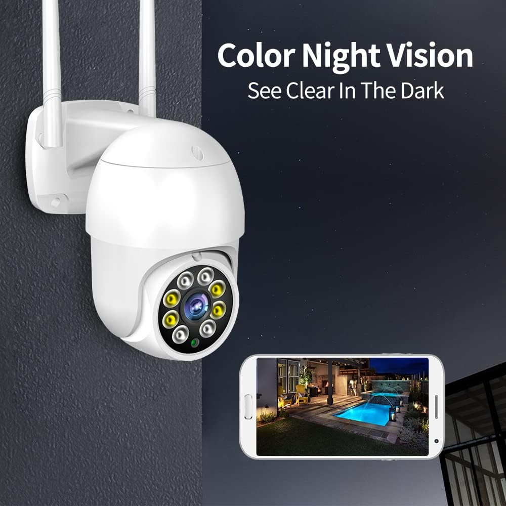 2K Wired Outdoor Security Camera with Starlight Color Night Vision and IP65 Waterproof H1370
