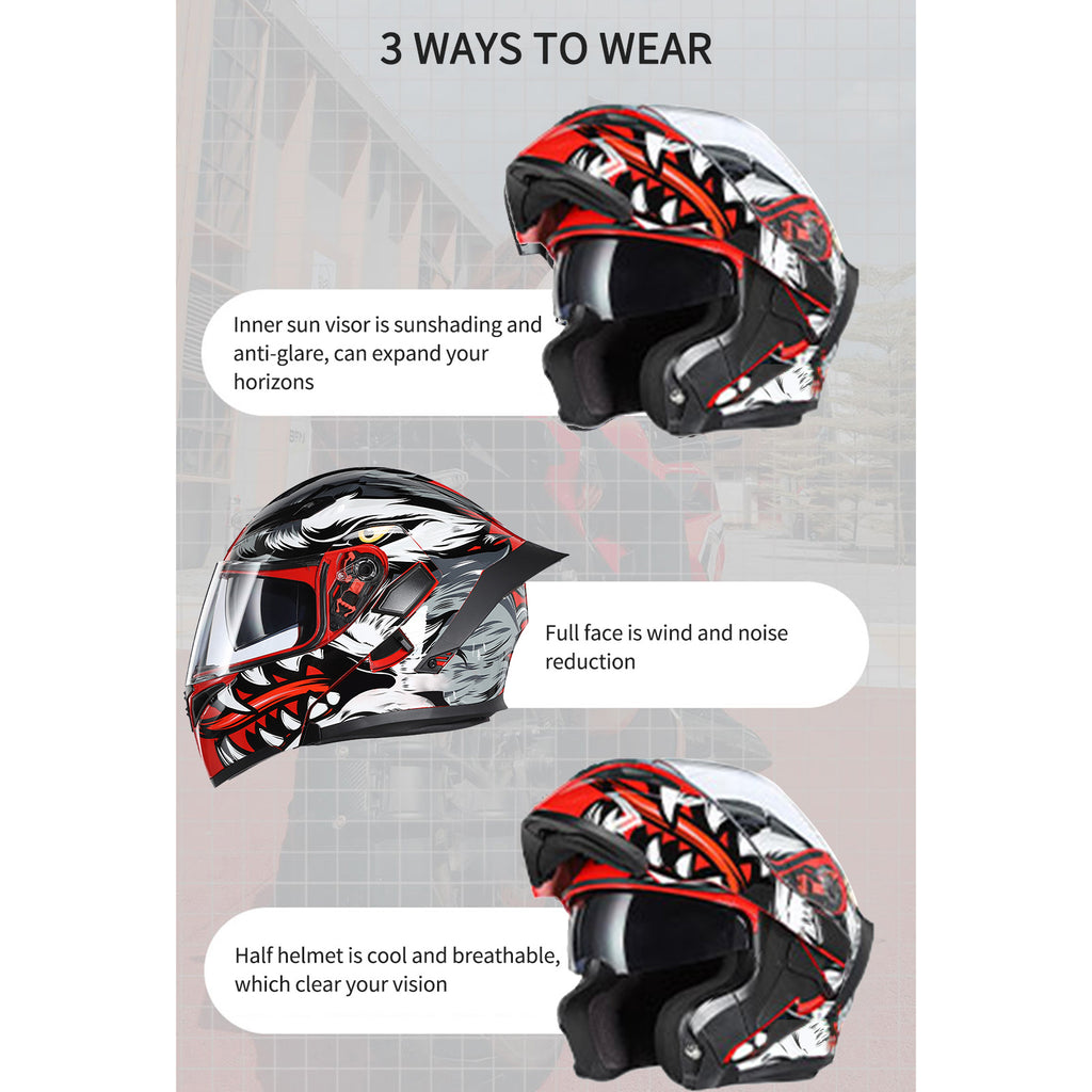 XL Dual Visor Flip up Full Face Motorcycle Helmet A40329